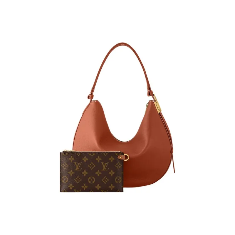 LOUIS VUITTON Cow Leather Handbag Medium Size Women's Brown-1