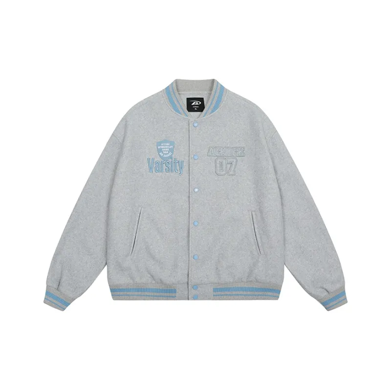 A Chock Baseball Jacket Unisex Gray-0