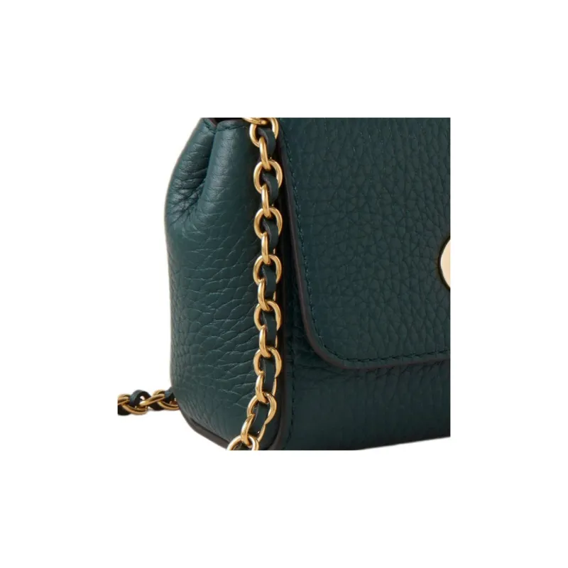 Mulberry Lily Grain Leather Crossbody Bag, Shoulder Bag Women's Classic Green-4