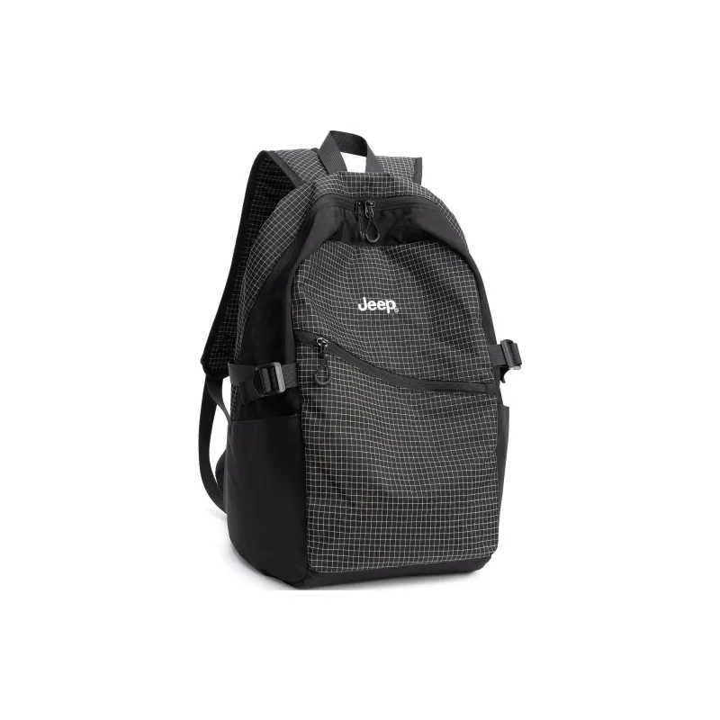 Jeep Nylon Laptop Backpack Regular Unisex Plaid Black-1