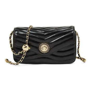 Old Man's Head Top Grain Cow Leather Crossbody Bag Women's Black
