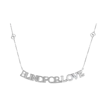 GUCCI 18K White Gold Blind For Love Diamonds Necklace