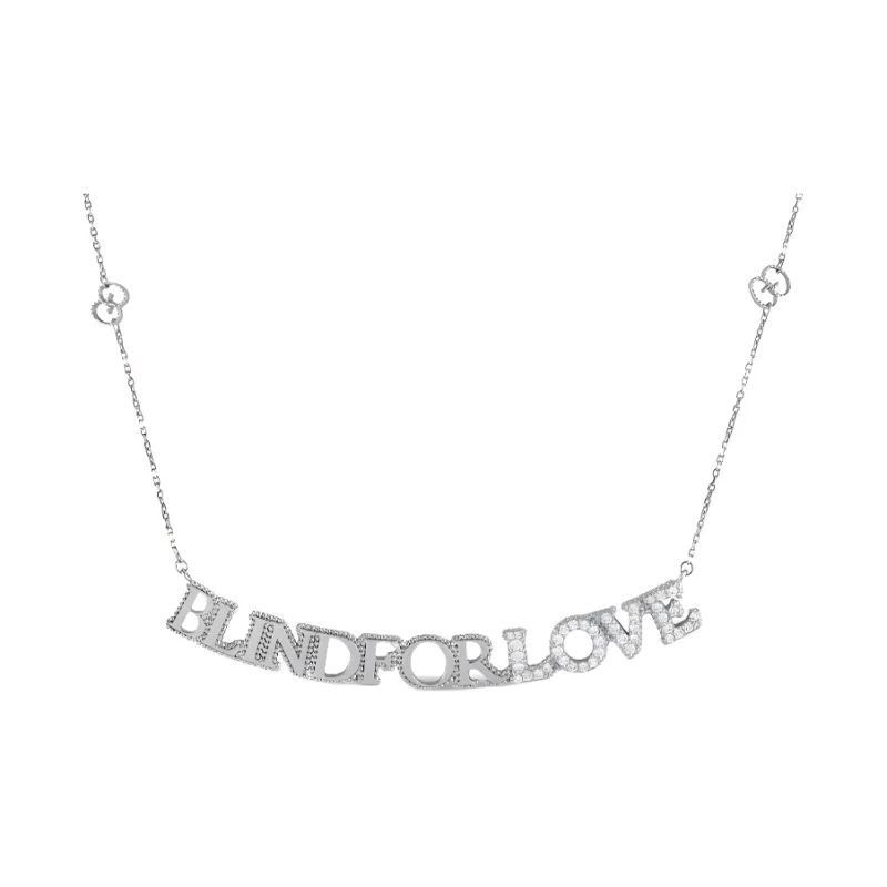GUCCI 18K White Gold Blind For Love Diamonds Necklace-0