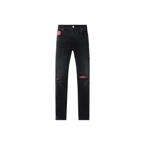 AMIRI Bandana Repair Logo Patch Distressed Jeans