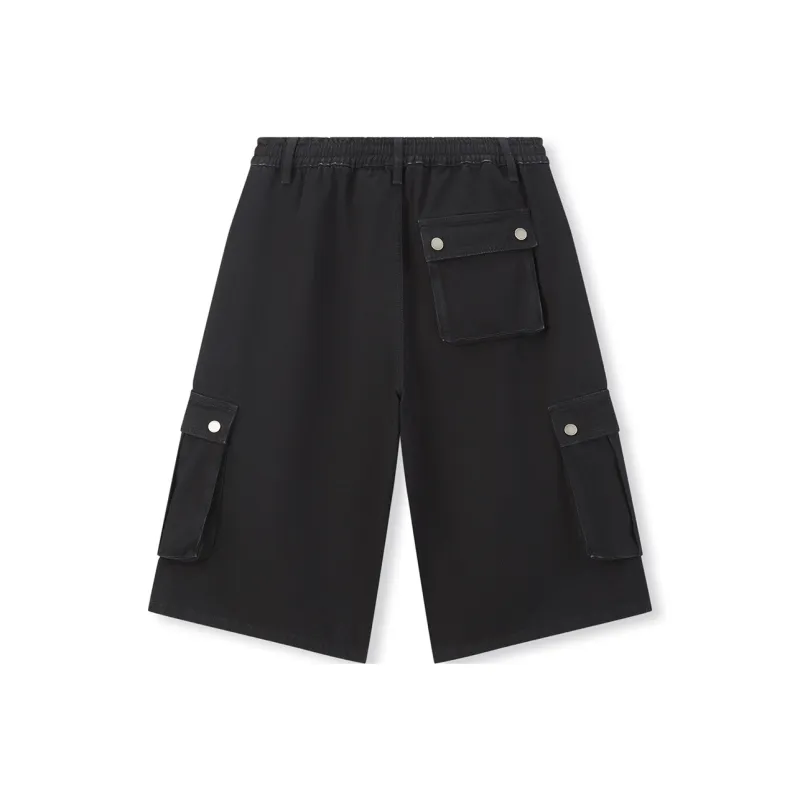 BONELESS Denim Shorts Unisex Washed Black-1