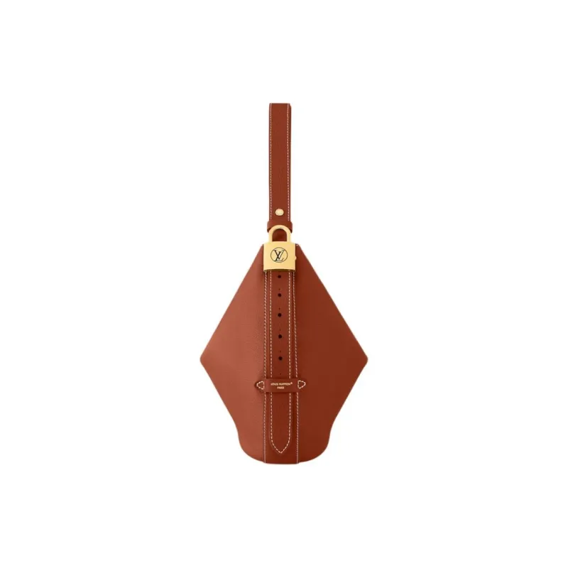 LOUIS VUITTON Cow Leather Handbag Medium Size Women's Brown-3