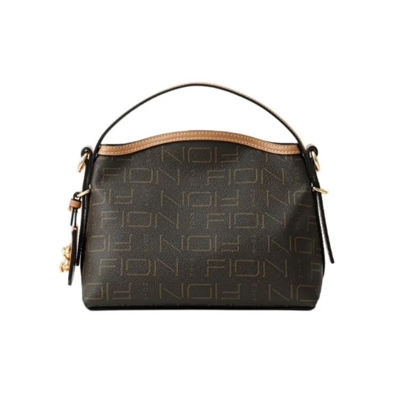 FION Artificial Leather Shoulder Bag, Crossbody Bag, Handbag Medium Size Women's Dark Coffee Brown-4