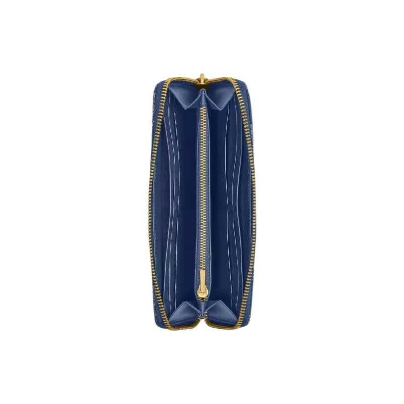 COACH Denim With Calfskin Wallet Small Size Women's Dark Blue-1
