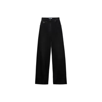 PRADA Wide Leg Denim Jeans Men's Black