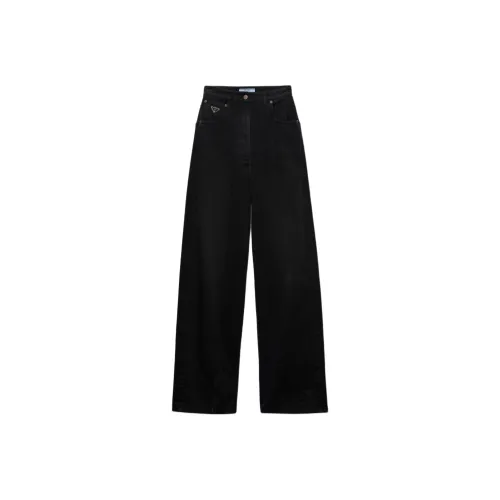 PRADA Wide Leg Denim Jeans Men's Black