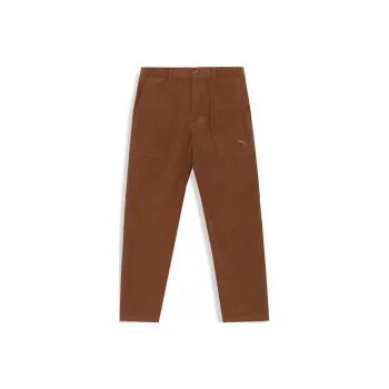 PUMA Golf P Logo Stretch Corduroy Casual Pants Men's Red Brown