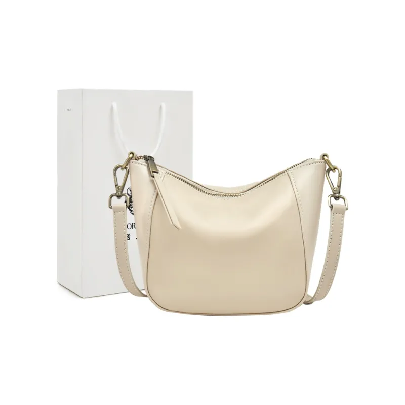 Old Man's Head Top Grain Cow Leather Crossbody Bag Regular Women's Black/White/Lemon/Khaki-7