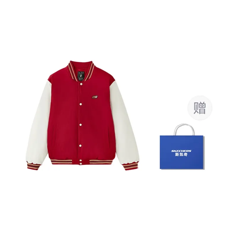 Skechers New Year Collection Sports Lifestyle Collection Baseball Jacket Unisex Berry Red-2