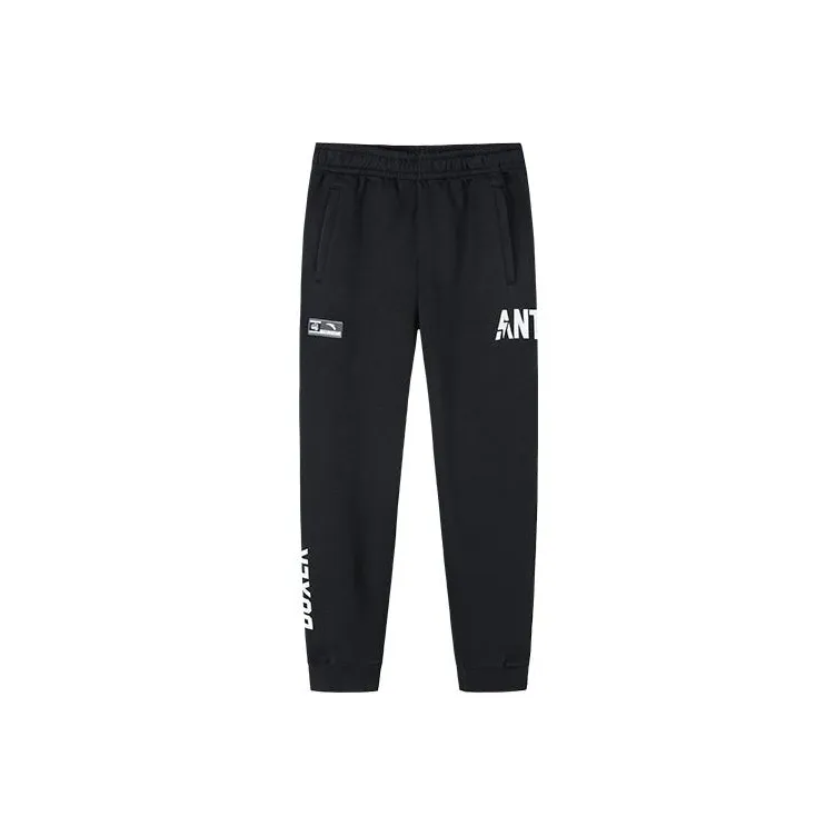 Anta Variety Training Collection Knitted Sports Pants Men's Basic Black/Pure White-0