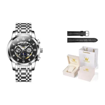 OLEVS Wisdom Series Mechanical Movement Stainless Steel Watchband Watch Men's Watches Black Dial
