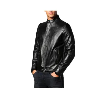 DIESEL Leather Jacket Men's Black