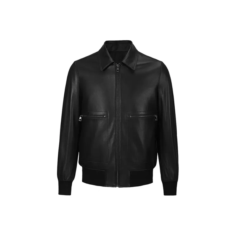 DAVID NAMAN Leather Jacket Men's Black-0