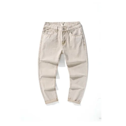 98SQUID Jeans Unisex White Snowflake Apricot