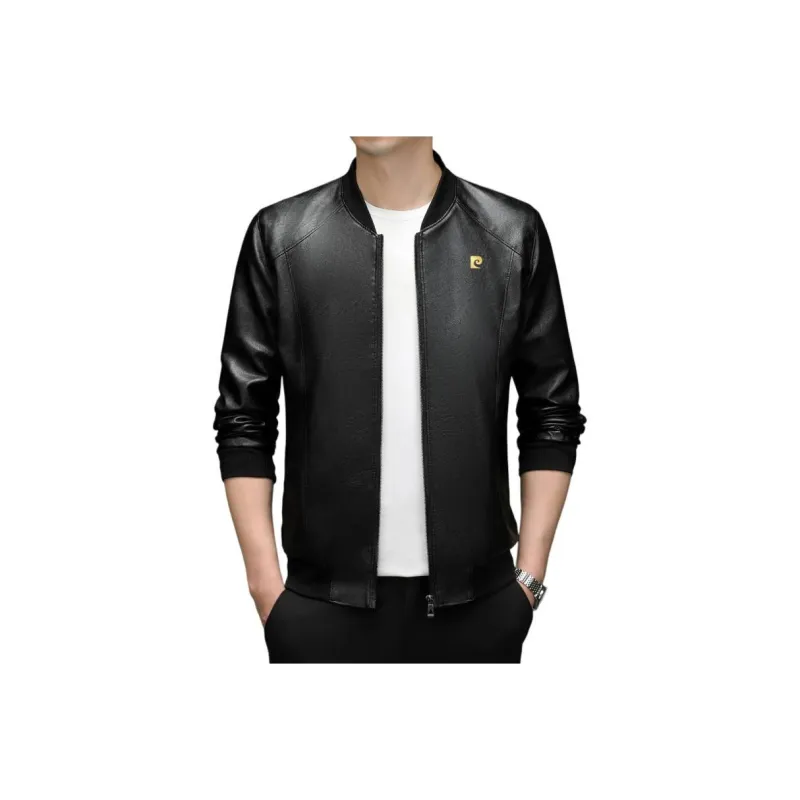 PIERRE CARDIN Leather Jacket Men's Black-0