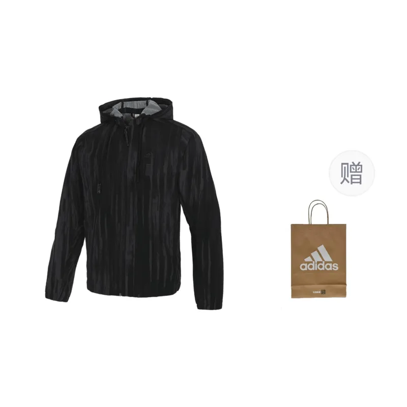 Adidas Jackets Coats Men's Black+Shopping Bag-0