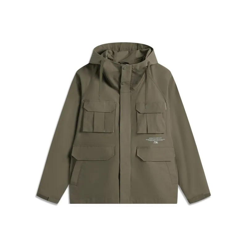 LiNing Sports Life Collection Trench Coat Men's Army Sail Green-0