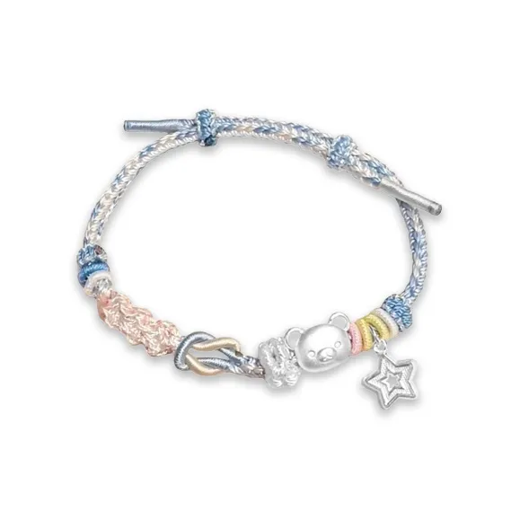 Sterling Silver S999 Fine Silver Material Rope Bracelet Accessory Unisex-0