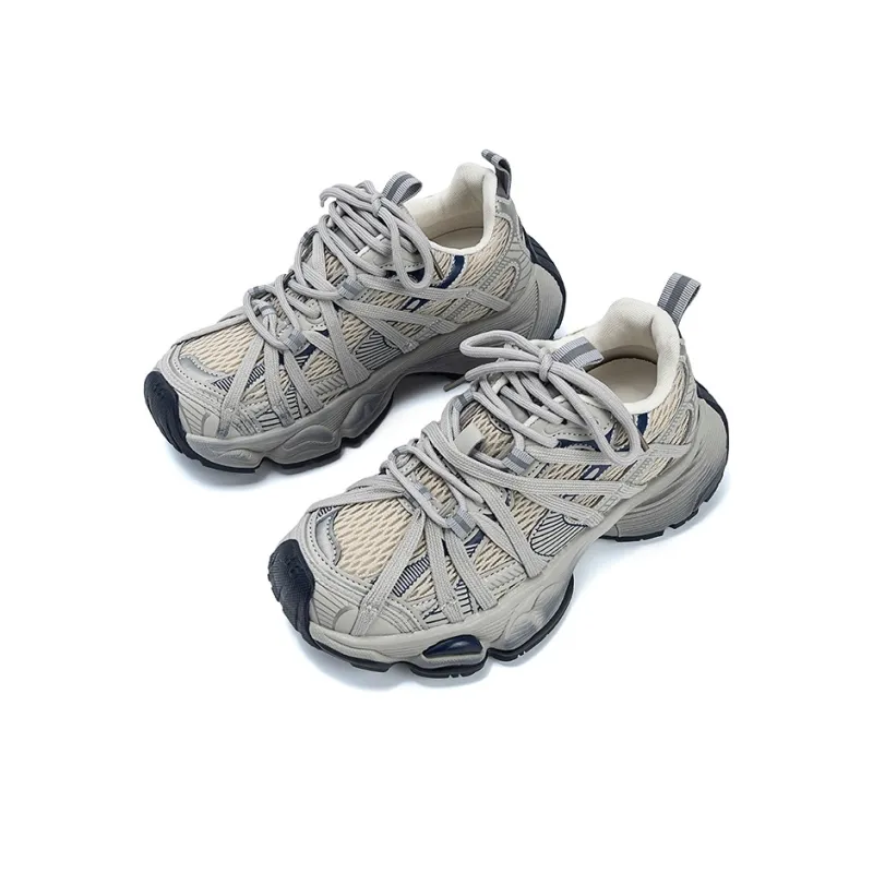 EXULL Q Abrasion Resistant, Breathable, Lightweight, Height Increasing Low Top Chunky Sneakers Women's Blue-1