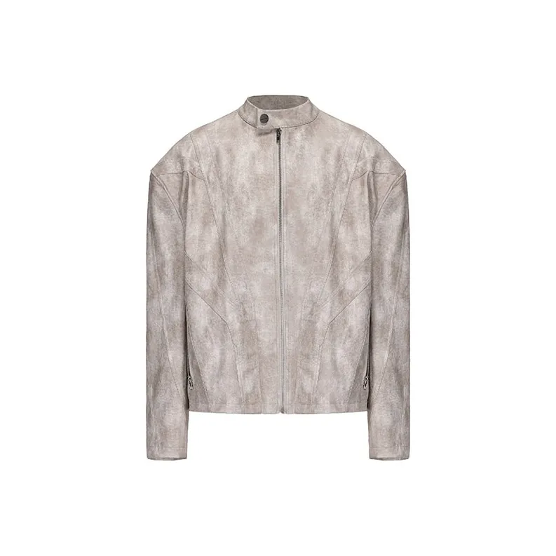 VANN VALRENCÉ Leather Jacket Unisex Light Gray-0