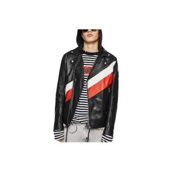 DIESEL Leather Jacket Men's Multicolor