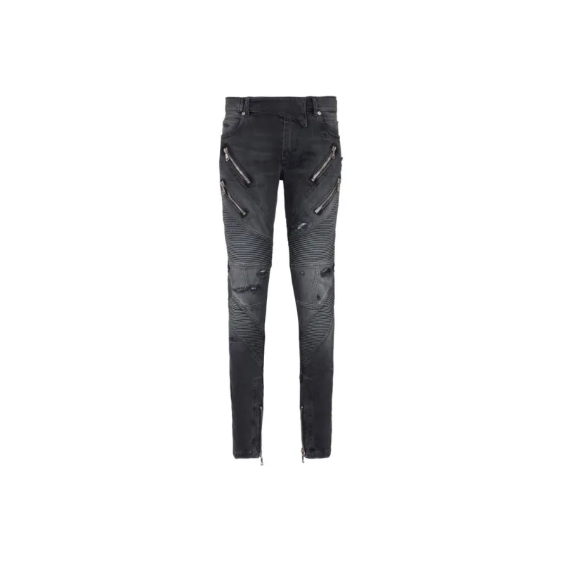 BALMAIN Panelled Distressed Skinny Jeans-0