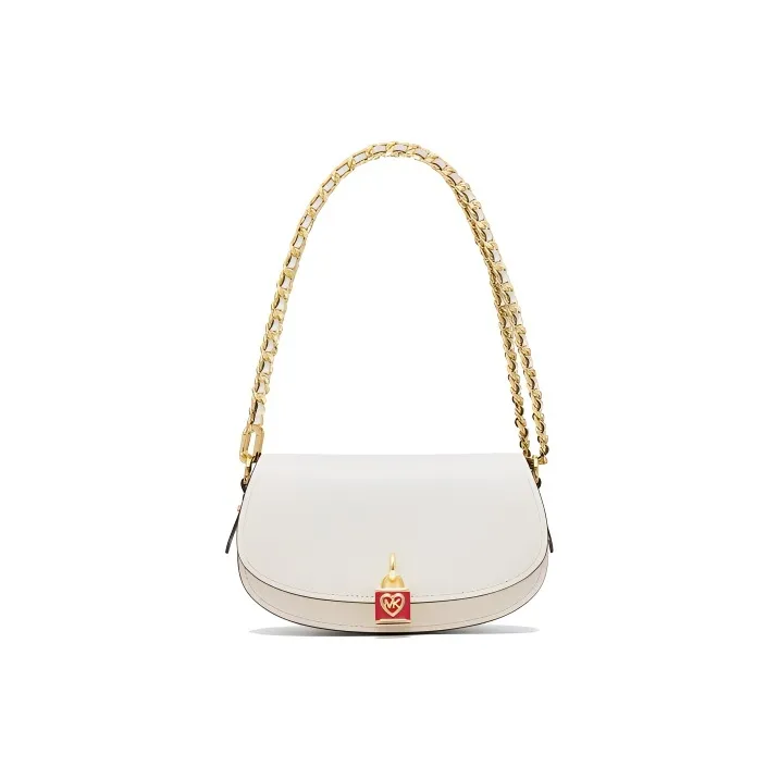 MICHAEL KORS Mila Cow Leather Crossbody Handbag, Shoulder Bag Small Size Women's Milk White-0