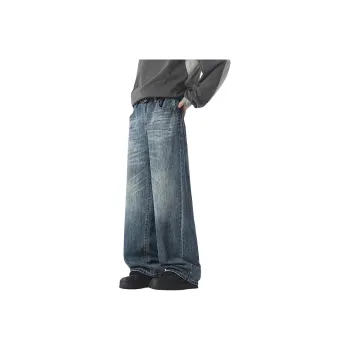 FONDLOOK Vintage Loose Fit Draped Wide Inseam Pants Men's