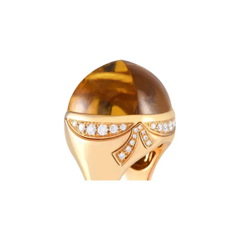 BVLGARI 18K Yellow Gold Heliodor And Diamond Ring-2