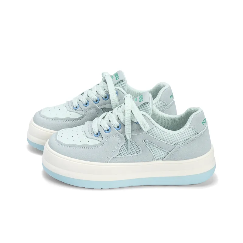 HUANQIU Breathable Height Increase Low Top Skateboard Shoes Women's Aqua-1