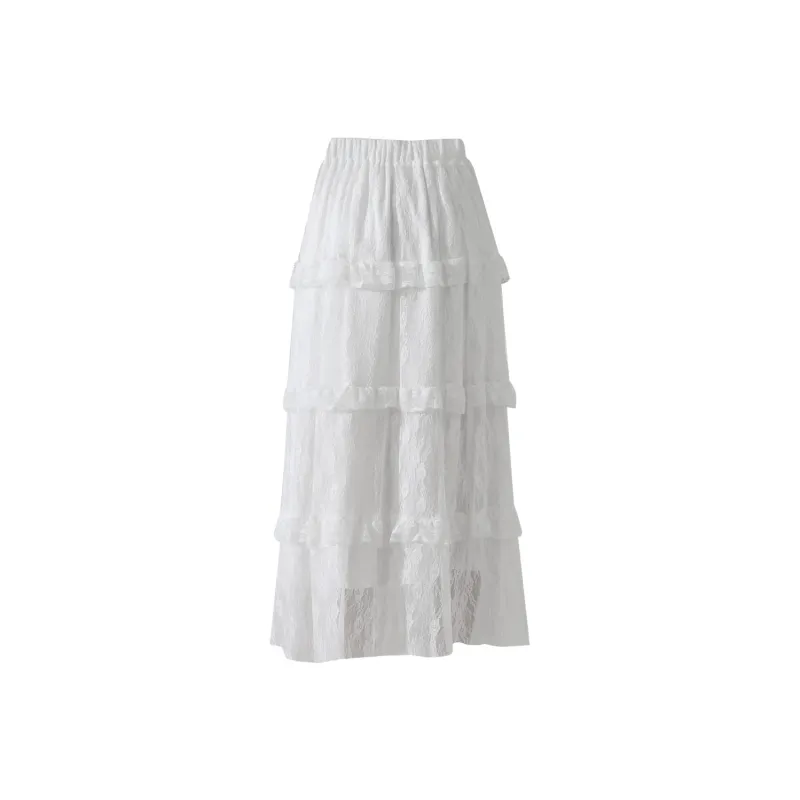 Ya Sheep People Casual Long Skirt Women's White-6