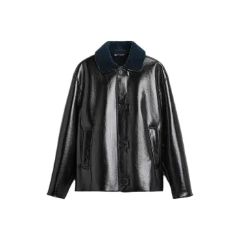 ZARA Leather Jacket Men's Deep Sea Blue