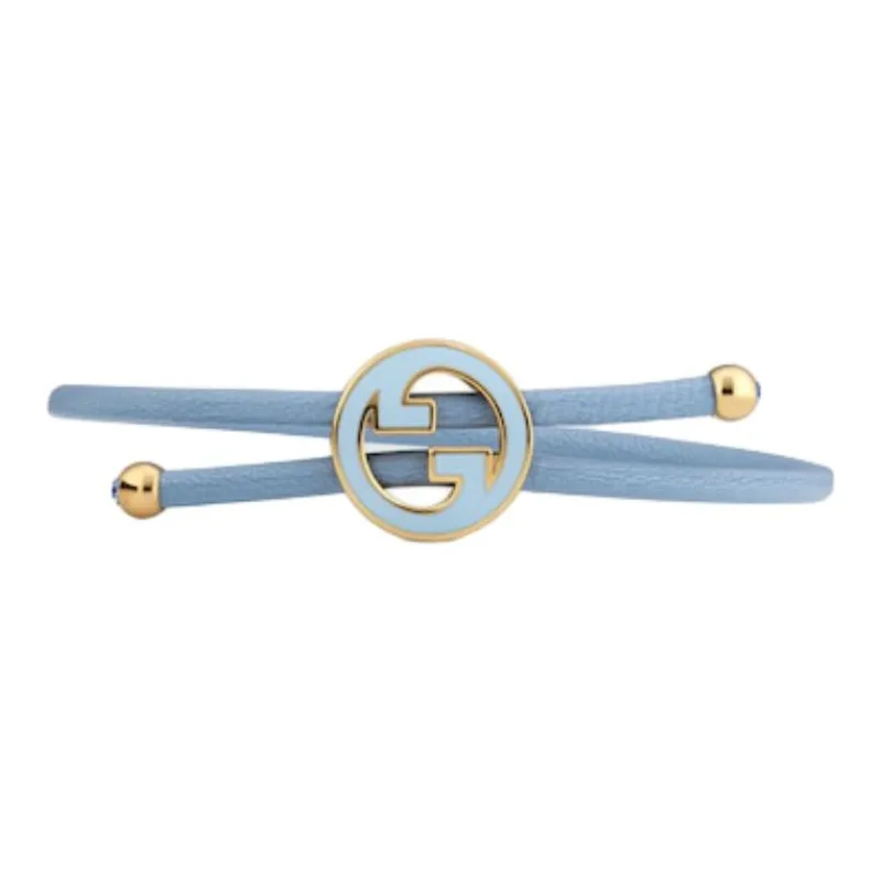 GUCCI Leather, Enamel, Brass Bracelets Unisex Blue-2