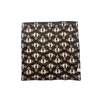 Vivienne Westwood Cotton Silk Scarves Unisex Classic Black White Saturn