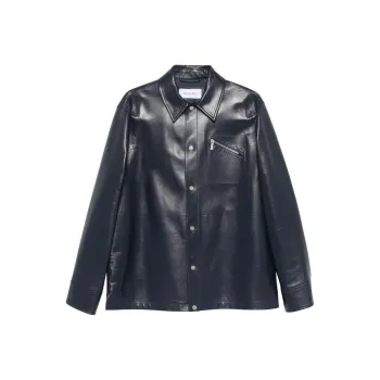 FERRAGAMO SS24 Leather Jacket Men's Midnight Blue
