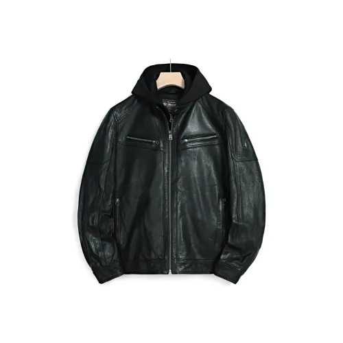 MCS 블랙 남성 가죽 자켓