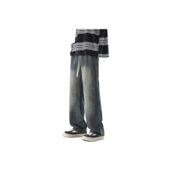 Small Columns Under The Sea Jeans Unisex Vintage Blue
