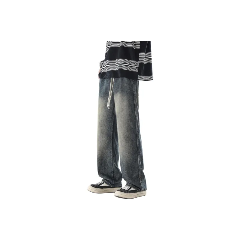 Small Columns Under The Sea Jeans Unisex Vintage Blue-0
