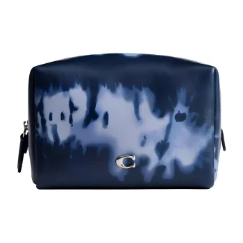 COACH Cosmetic Leather Makeup Bag Small Size Women's Midnight Navy