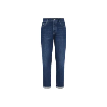 Brunello Cucinelli Logo Patch Mid Rise Jeans