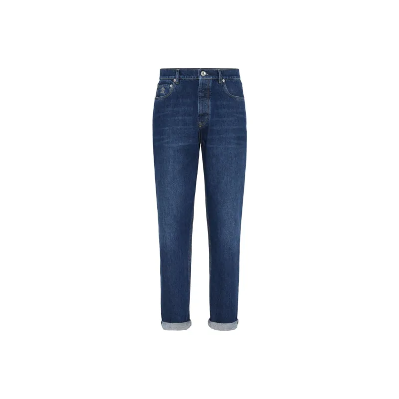 Brunello Cucinelli Logo Patch Mid Rise Jeans-0