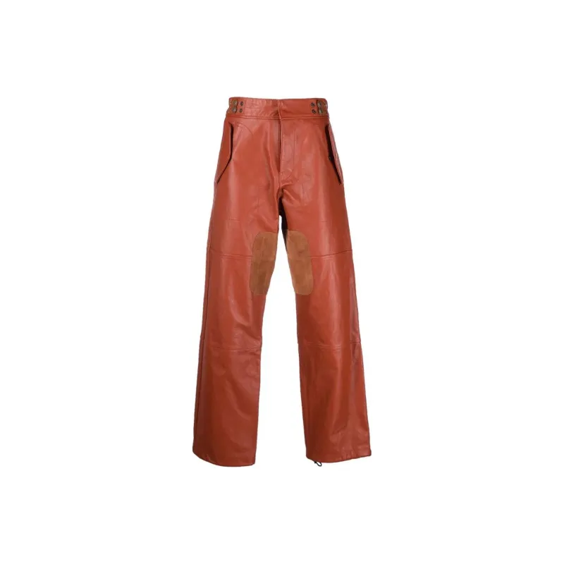DIESEL Leather Pants Men Orange Red-0