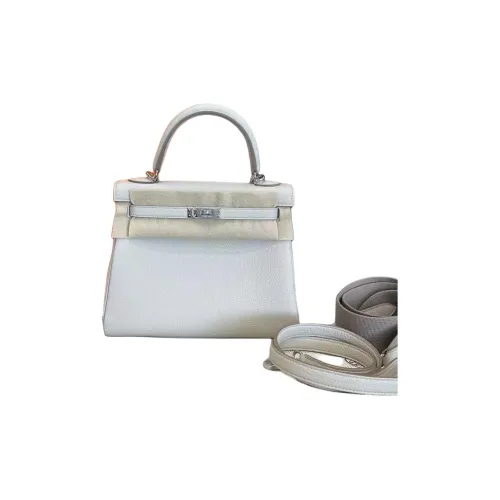 HERMES Kelly Togo Calfskin Shoulder Bag, Crossbody Bag, Handbag Women's Concrete Gray