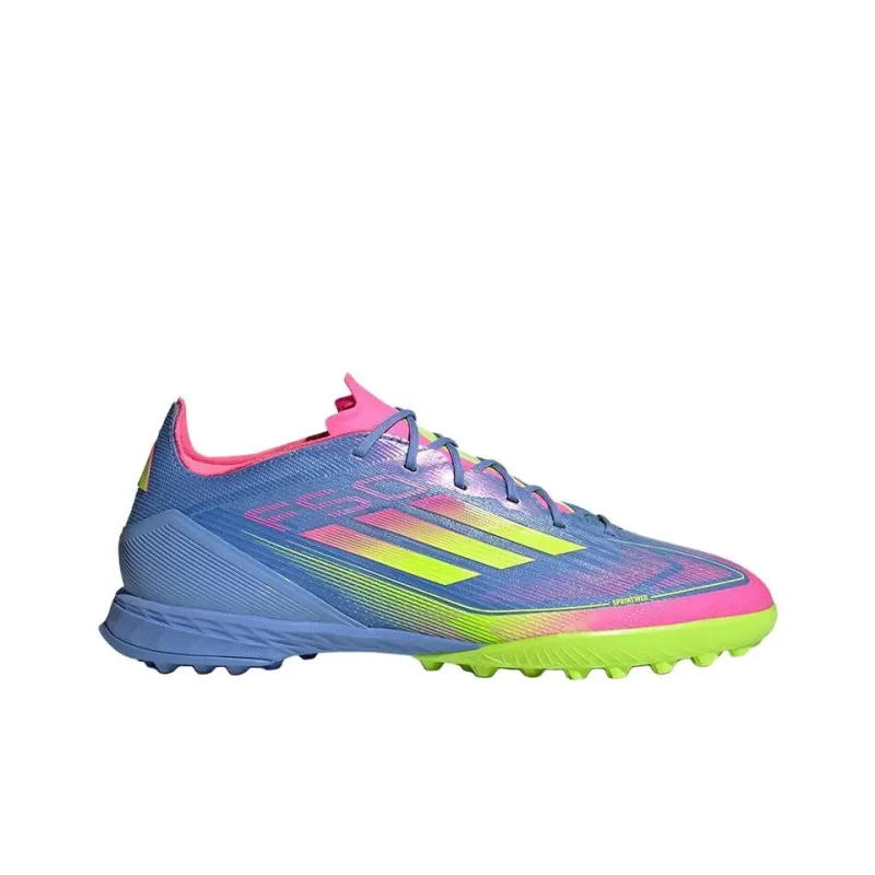 Adidas F50 PRO TF Rubber Broken Studs Anti Slip Wear Resistant Soccer Shoes Unisex Blue Pink-1