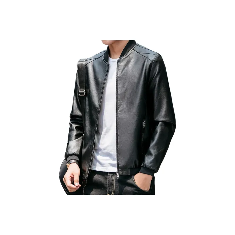 PIERRE CARDIN Leather Jacket Men's Black-4