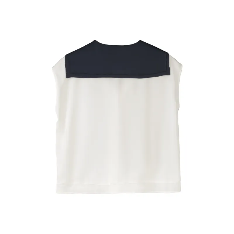 Fstudio Summer V Neck Color Block Versatile Shawl Short Sleeved Shirt Women's-5